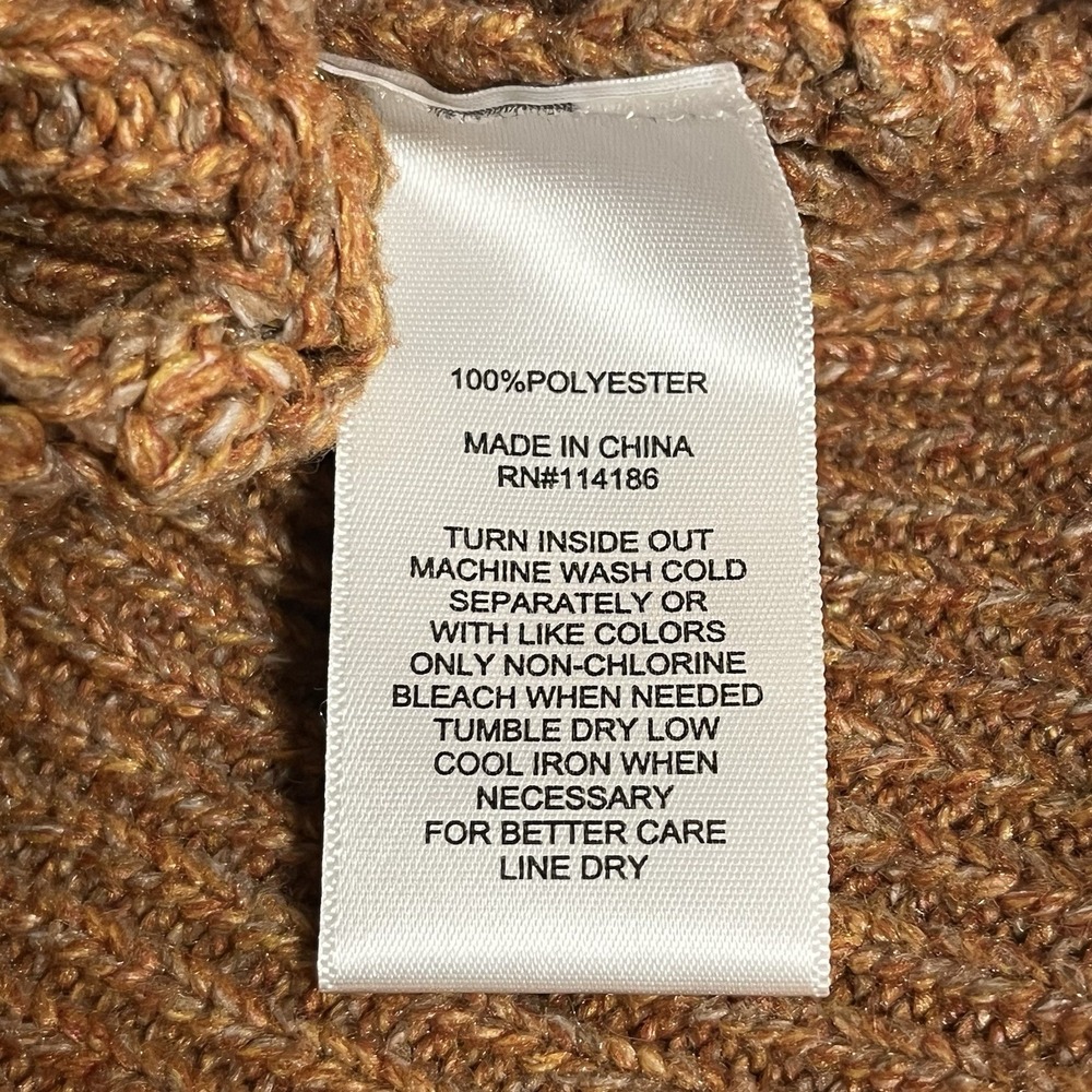 Frye & Co Women's Chunky Crochet‎ Open Knit Sweater Rust/Tan Size Medium - Picture 3 of 7